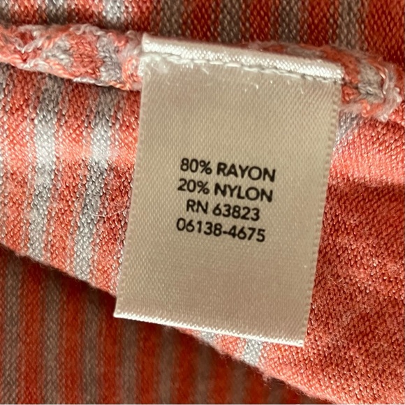 Christopher & Banks Striped Coral and Gray Women's Cardigan Sweater 1/2 Sleeve L - Picture 5 of 5